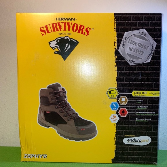 HERMAN SURVIVOR  ZEPHYR STEEL TOE WORK BOOTS OIL SLIP RESISTANT E/H NEW IN BOX - Picture 3 of 10